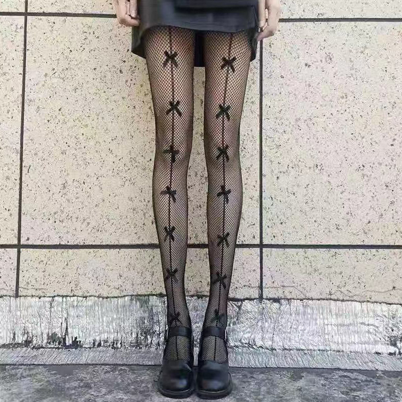Bow Pattern Fashion Fishnet Stocking Tights with Bow Pattern